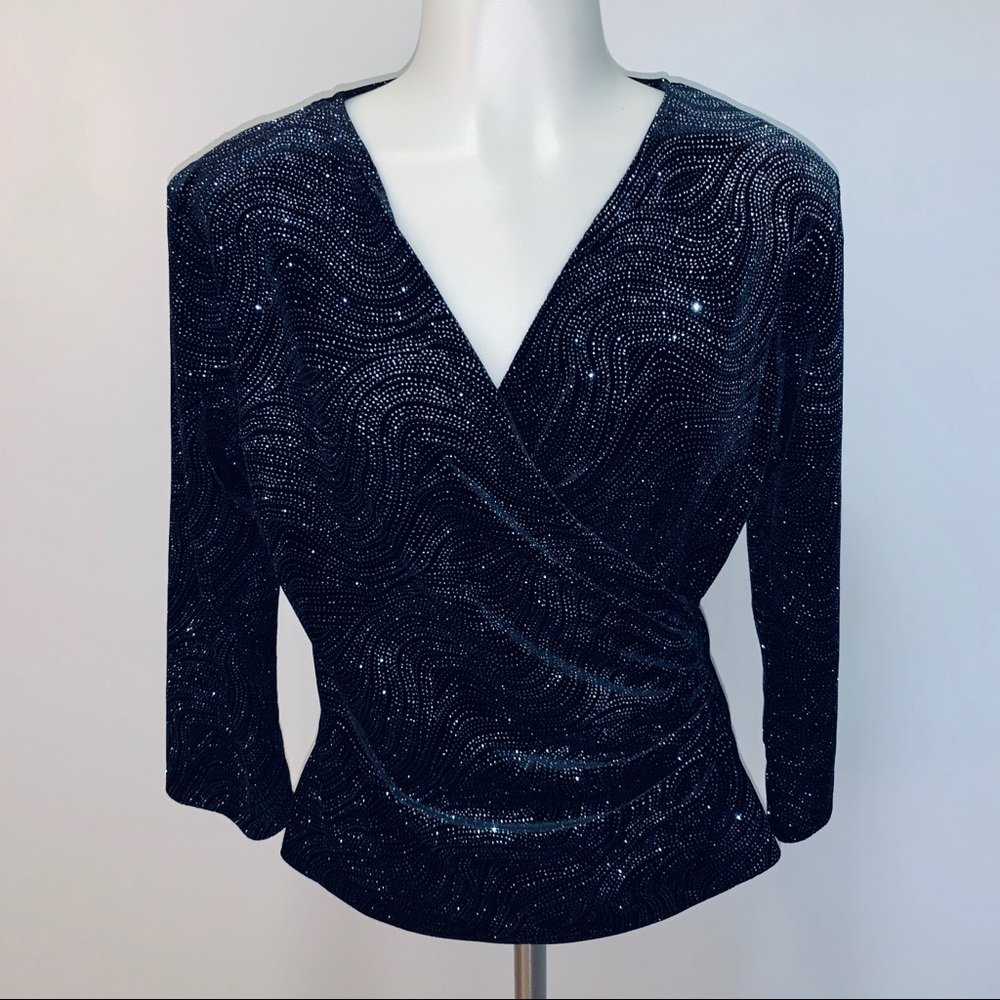 Formal blouse, navy with sparkles